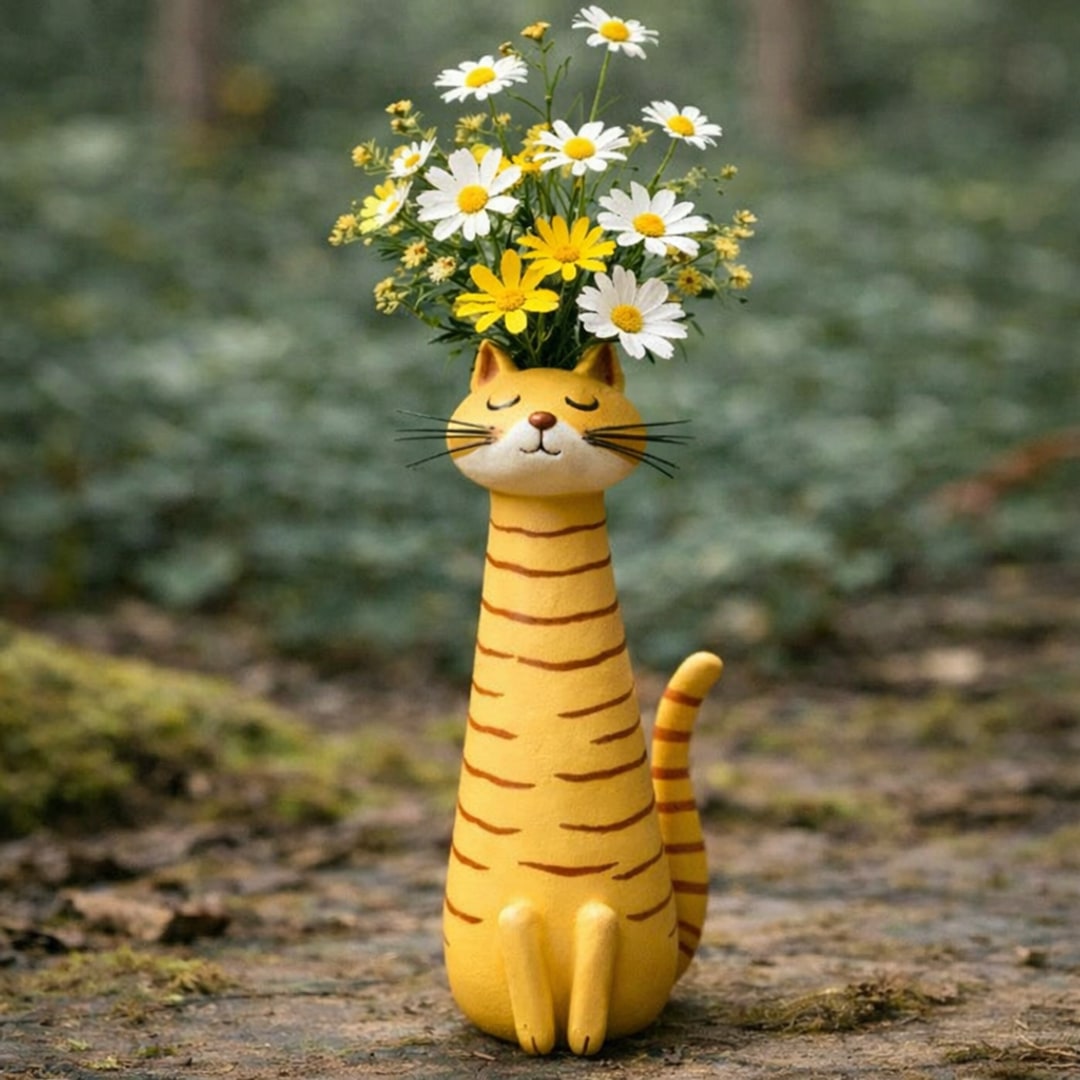 Handmade Quirky Cat-Shaped Ceramic Vase